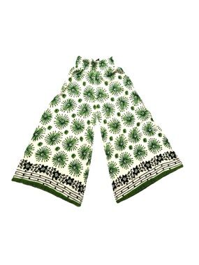 UMGEE ~ Women’s Wide Leg Pants with Elastic Waist Green and White Floral Print